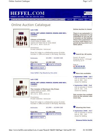 Online Auction Catalogue - Heffel
