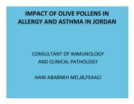 The impact of olive pollens on allergy and asthma in Jordan