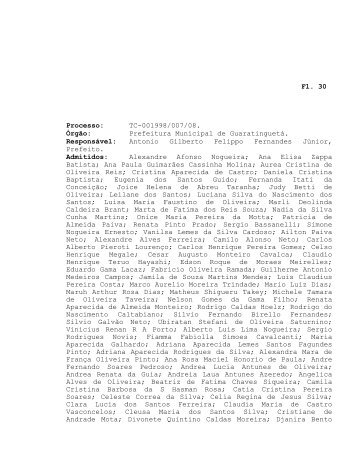 Fl. 30 Processo: TC-001998/007/08. ÃrgÃ£o - Tribunal de Contas do ...