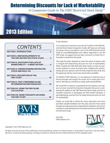 A Companion Guide to The FMV Restricted Stock ... - BVMarketData