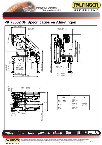 PK 78002 SH Specificaties en Afmetingen - Palfinger