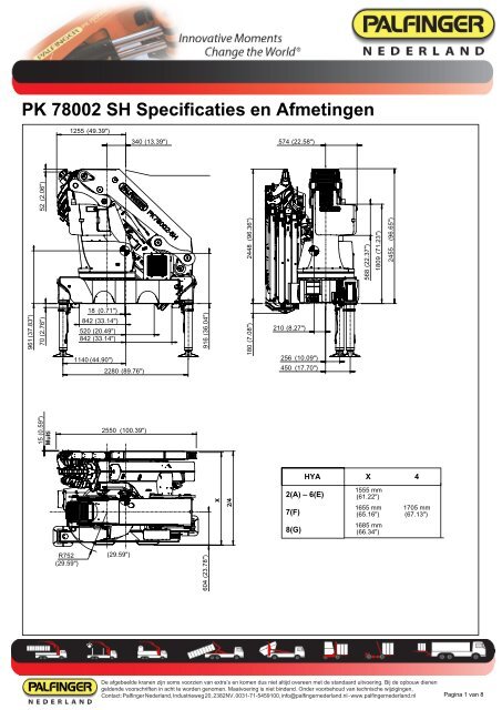 PK 78002 SH Specificaties en Afmetingen - Palfinger