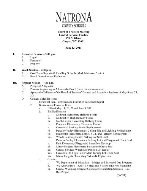 Board Agenda Packet - Natrona County Schools