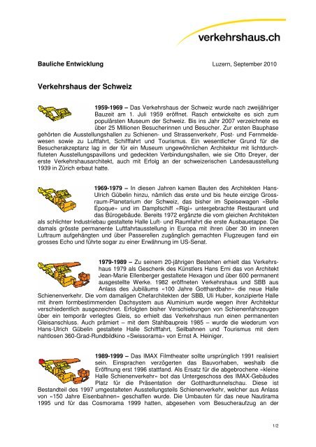 Bauliche Entwicklung - Verkehrshaus der Schweiz