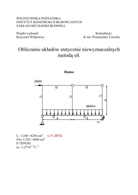 rama i kratownica - Instytut Konstrukcji Budowlanych