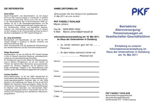 Betriebliche Altersversorgung Pensionszusagen An Pkf