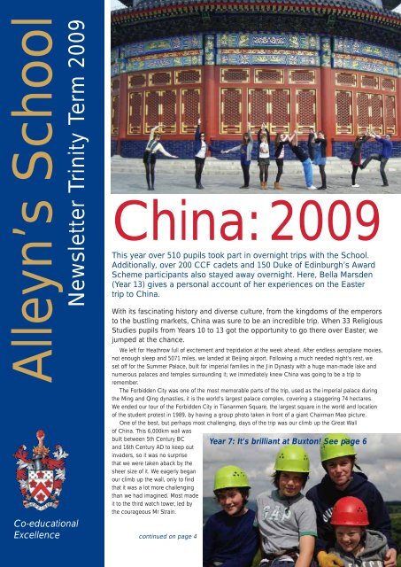Newsletter Trinity Term 2009 - Alleyn's School