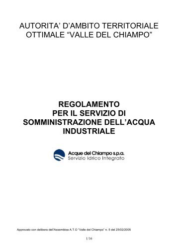 Regolamento acq. industriale.pdf - Acque del Chiampo SpA