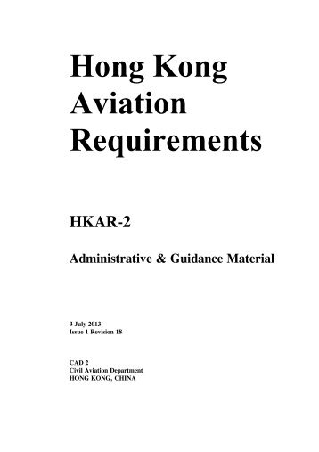 HKAR-2 Administrative & Guidance Material, Issue 1 Revision 18 ...