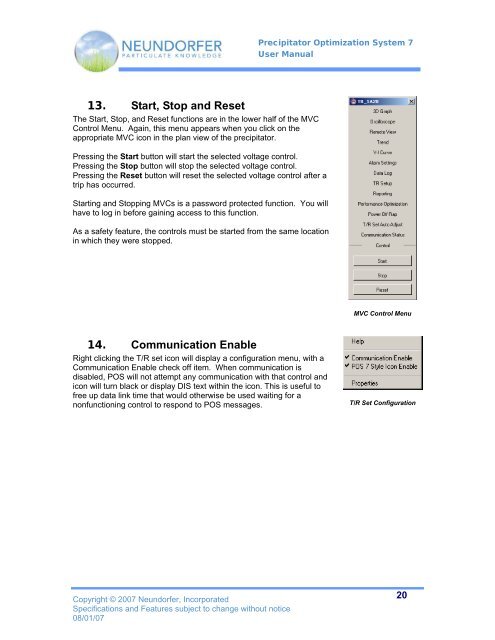 Precipitator Optimization System User Manual - Neundorfer, Inc.