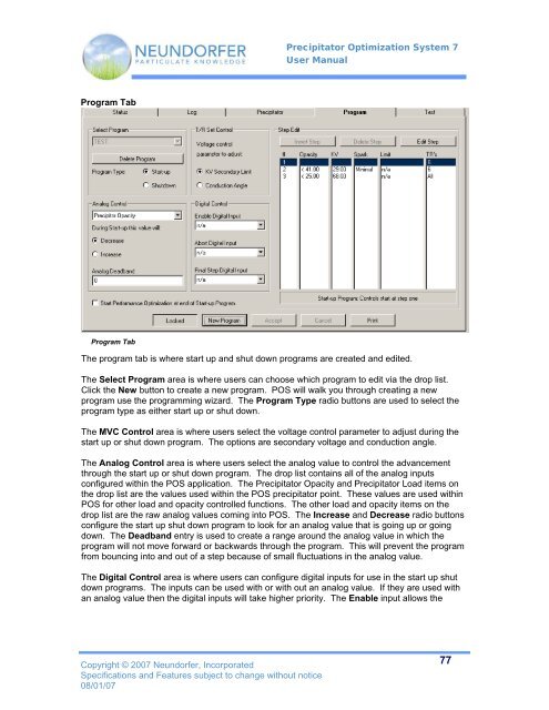Precipitator Optimization System User Manual - Neundorfer, Inc.