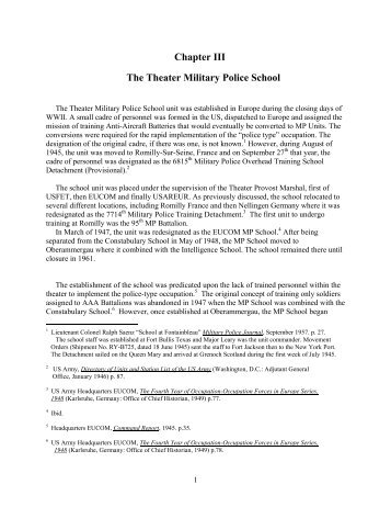 The Theater Military Police School, A Unit History - USAREUR Main ...