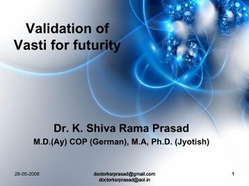 Validation of Vasti for futurity - Techno Ayurveda