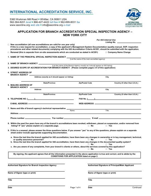 Branch Security Inspection Form Application for Branch Office of the Special Inspection Agency