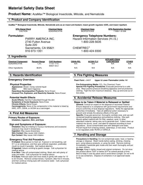 Azamax Msds General Hydroponics