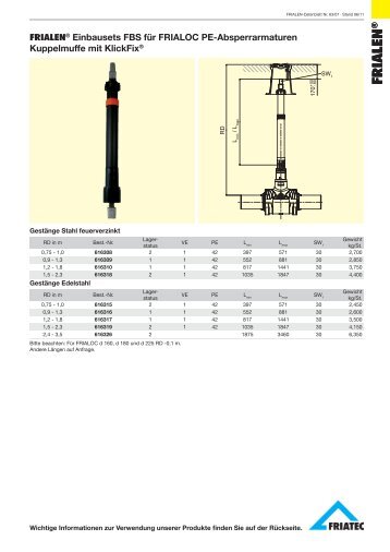 FRIALEN® Einbausets FBS für FRIALOC Pe-Absperrarmaturen ...