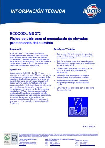 ecocool ms 373 - fuchs lubricantes