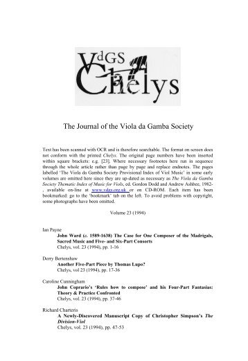 13 Titles - Viola da Gamba Society