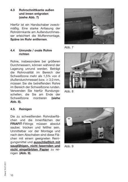 Friafit®-Abwassersystem für Freispiegelleitungen Montageanleitung