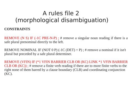 On how to write rules in Constraint Grammar (CG-3) - VISL