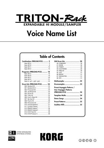 TRITON-Rack Voice Name List - Korg