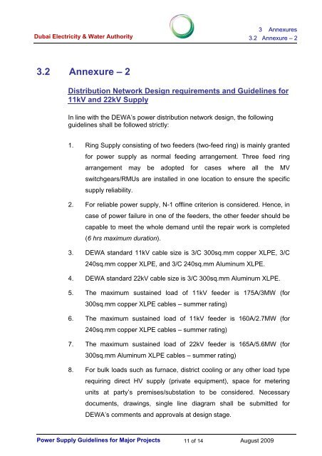 POWER SUPPLY GUIDELINES FOR MAJOR PROJECTS