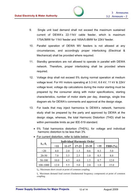 POWER SUPPLY GUIDELINES FOR MAJOR PROJECTS