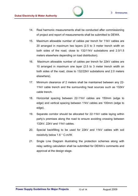 POWER SUPPLY GUIDELINES FOR MAJOR PROJECTS