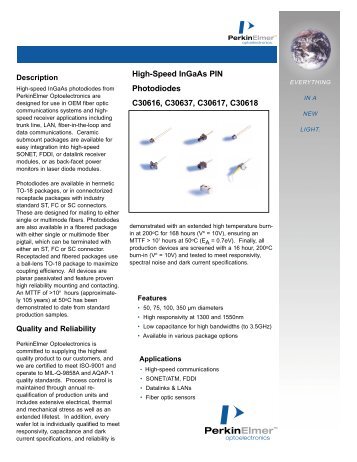 High-Speed InGaAs PIN Photodiodes C30616, C30637, C30617 ...