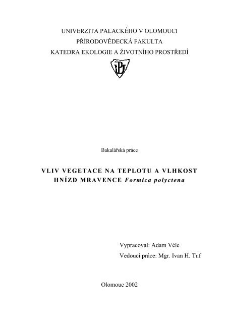 univerzita palackého v olomouci přírodovědecká fakulta katedra ...