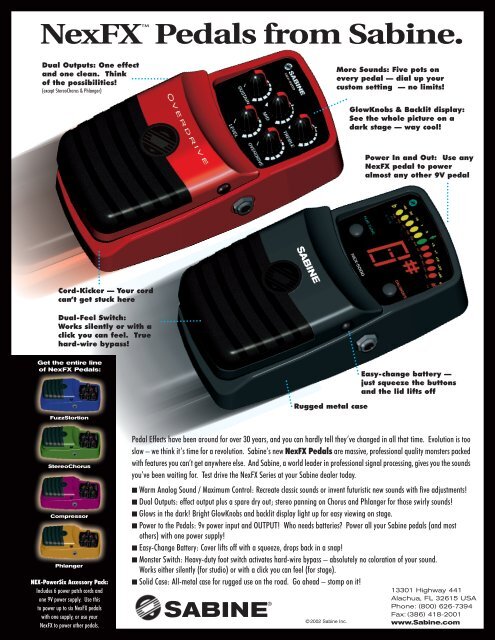 NexFX Pedals Color Brochure - Sabine, Inc.