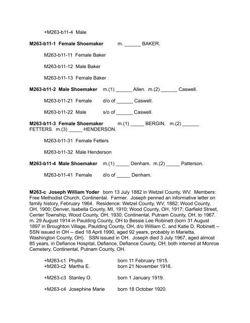 MELCHIOR YODER LINE - Part THREE M26 - Yoder Family ...