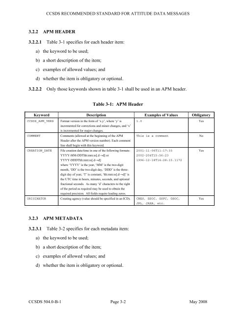 Attitude Data Messages - CCSDS