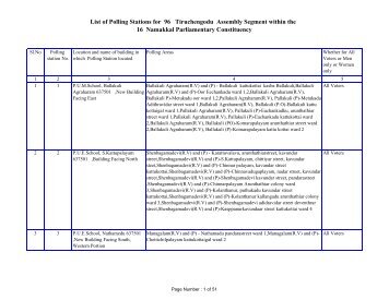 List of Polling Stations for 96 Tiruchengodu ... - Elections.tn.gov.in