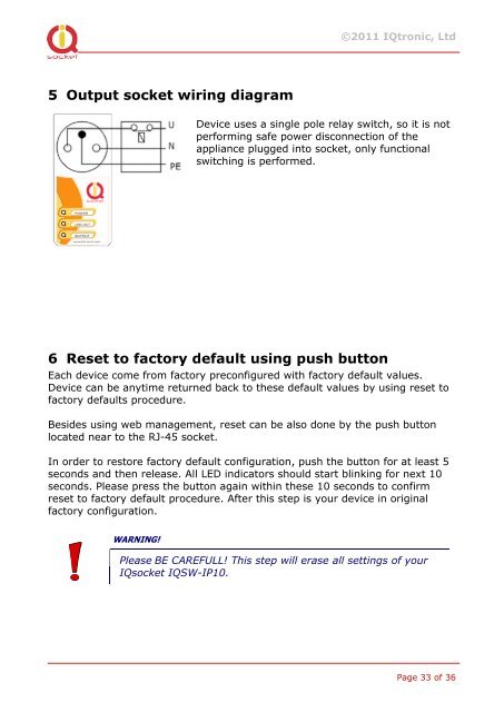 User Guide IQSocket IQSW-IP10