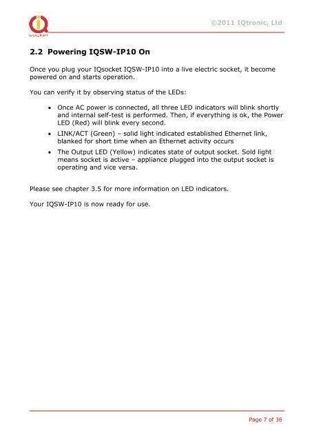 User Guide IQSocket IQSW-IP10