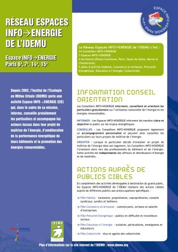 Espace INFO ENERGIE Paris 6e,7e,14e,15e - IDEMU