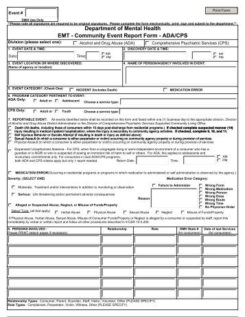 CIMOR EMT Event Report Form - Missouri Department of Mental ...