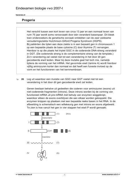 Eindexamen biologie vwo 2007-I - VWO-Examens