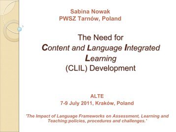 The Need for Content and Language Integrated Learning ... - ALTE