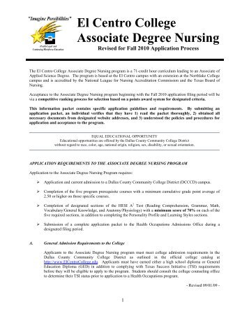 Information Packet - El Centro College Associate Degree Nursing