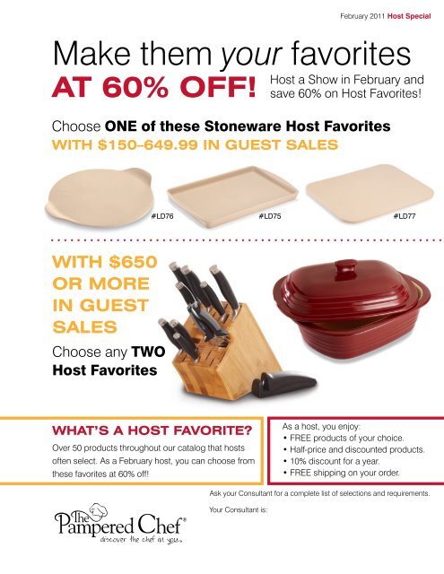 60% On cookware! - Pampered Chef