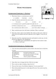 Word Processing Homework Exercises - Clydebank High School