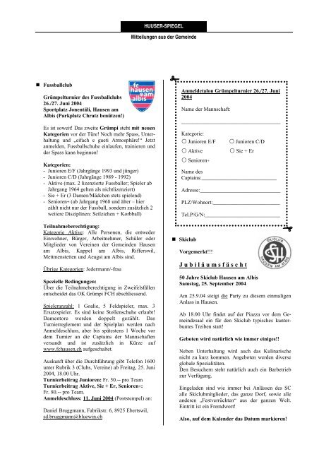 Juni - August [PDF, 1.00 MB] - Gemeinde Hausen am Albis