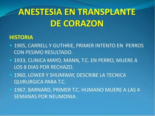 anestesia en transplante de corazon