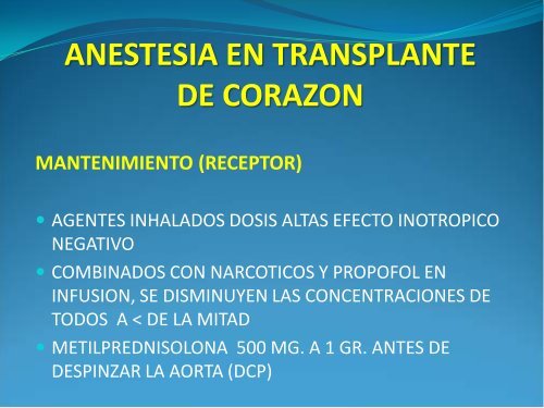 anestesia en transplante de corazon