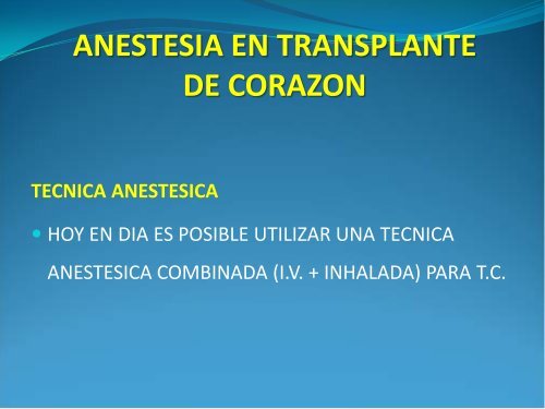 anestesia en transplante de corazon