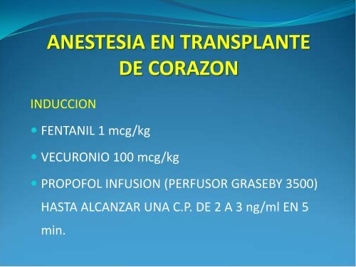 anestesia en transplante de corazon