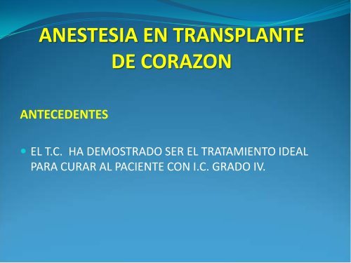 anestesia en transplante de corazon