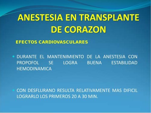 anestesia en transplante de corazon
